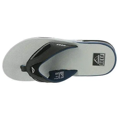 Reef Men`s Fanning II Flip-flop Light Grey Black Medium D M Sizes - Light Grey Black