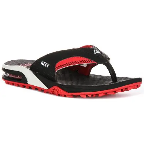 Reef Fanning Pregame Slip On Bottle Opener Mens Slippers In Black Red US 8 - 13 - Black Red