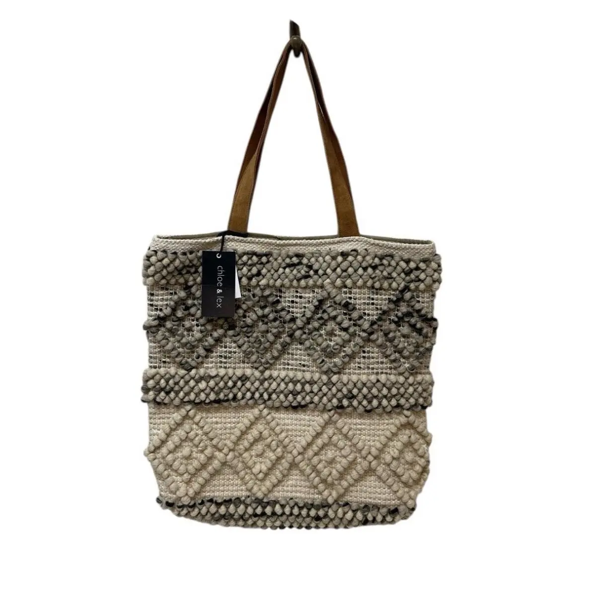 Chloe Lex Diamond Boho Chunky Carpet Macrame Large Shoulder Tote Bag