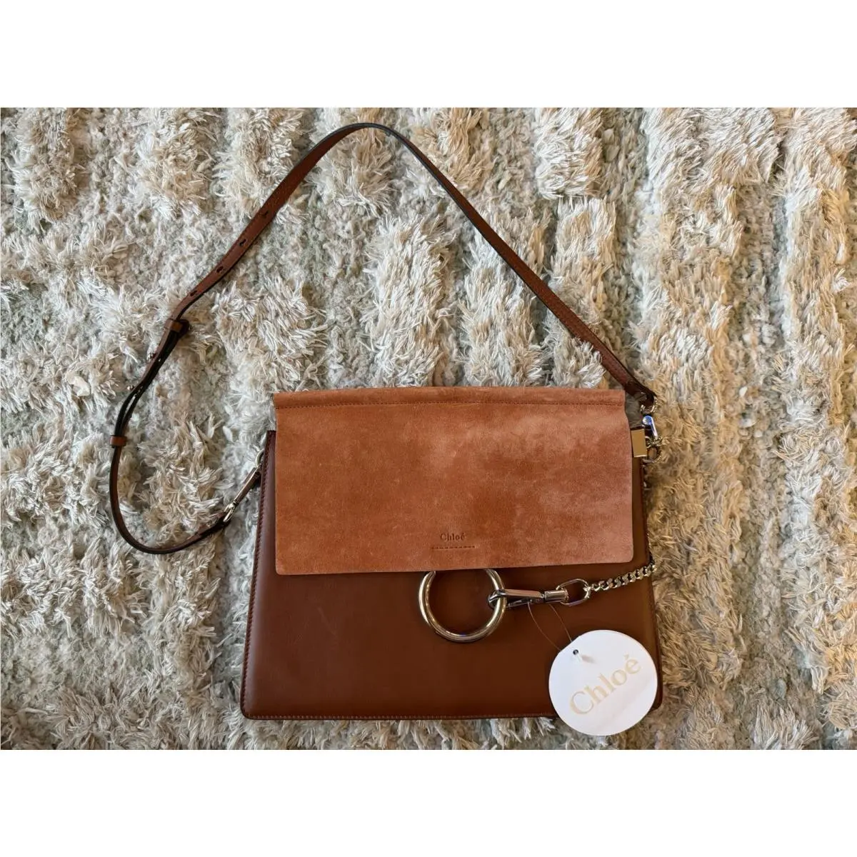 Chloé Faye Small Shoulder Bag Calfskin/suede Classic Tobacco 2011 Paperwork Tag