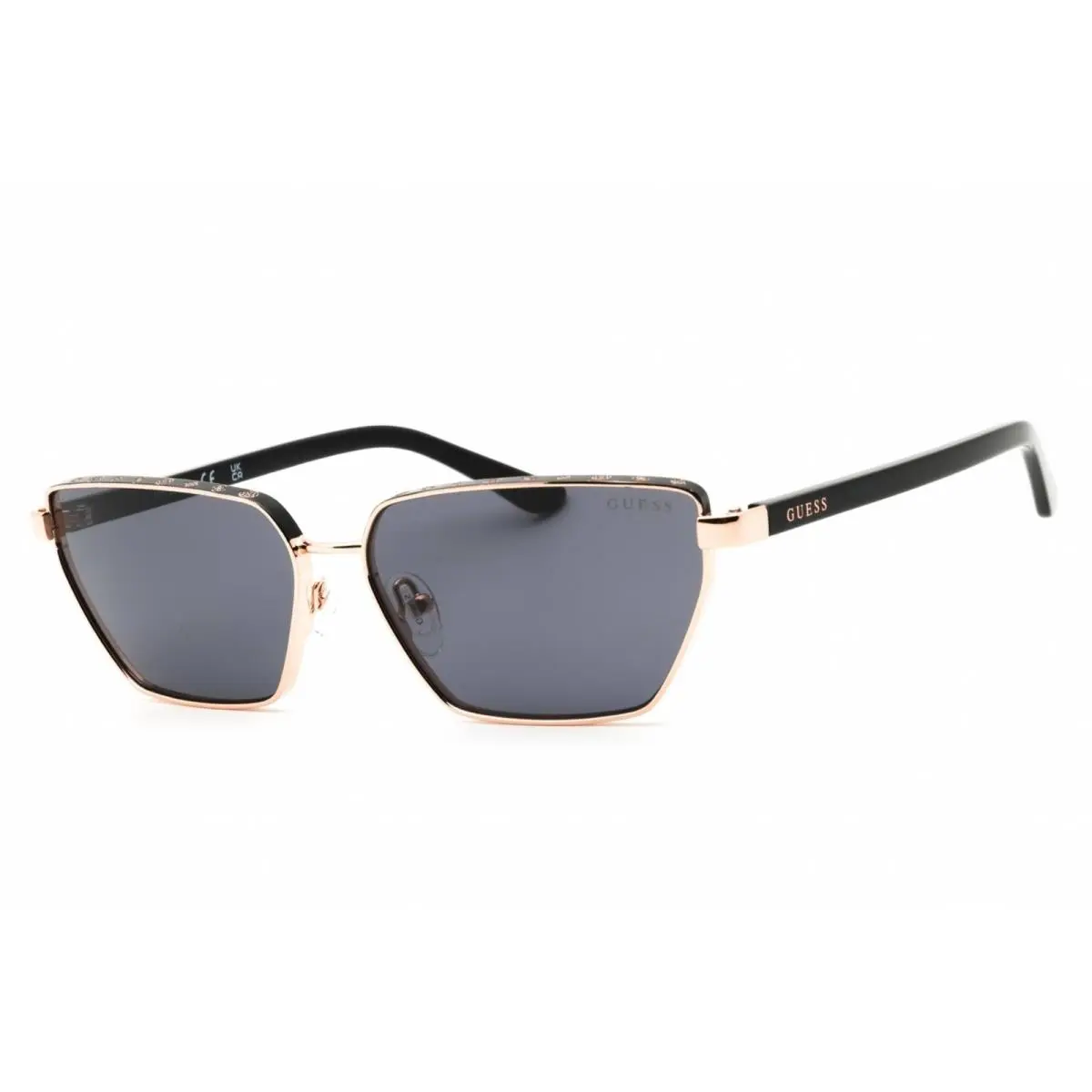 Women`s Sunglasses Black/gold Metal Rectangular Full Rim Frame GU00106 05A by Guess