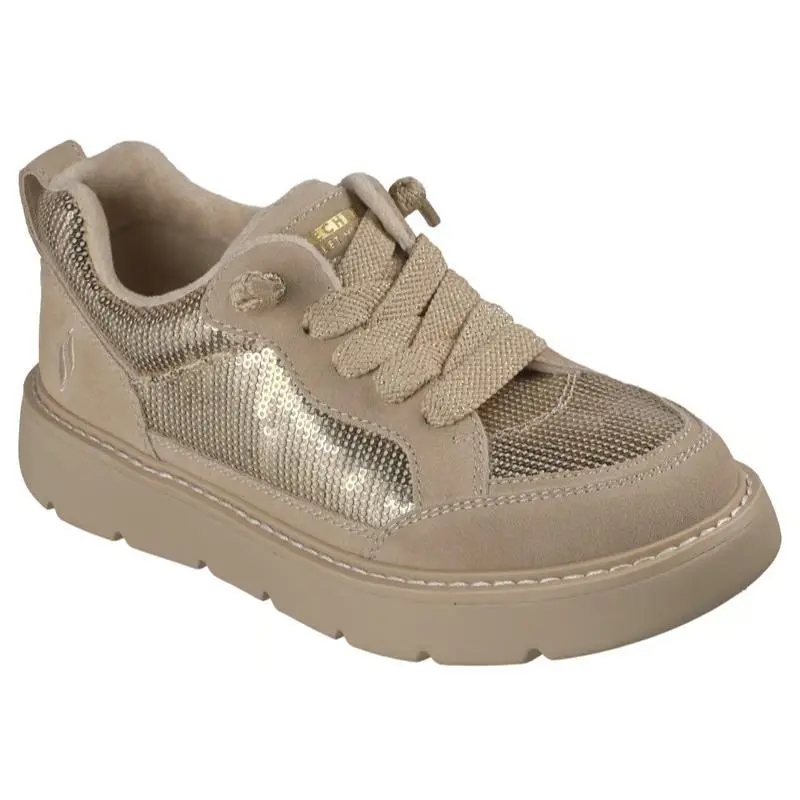 Womens Skechers Keepsakes Cozy Street Hiker Glam Gold Suede Shoes