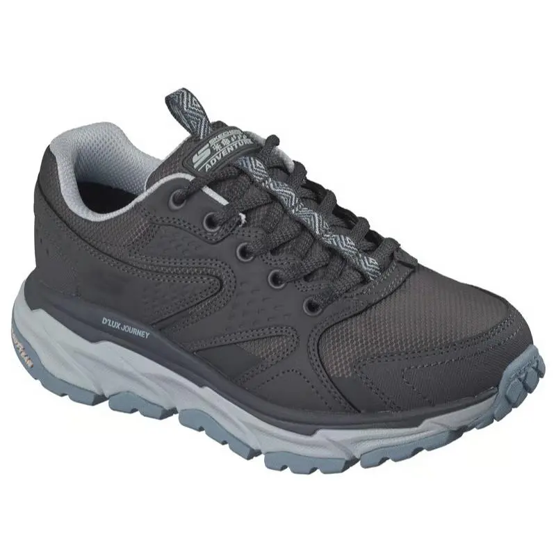 Womens Skechers Waterproof Relaxed Fit D`lux Journey Gray Blue Leather Shoes