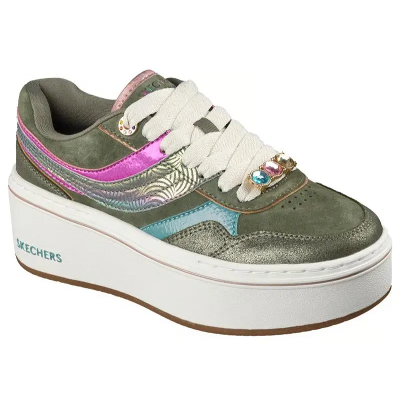 Womens  Paloma Fierce Formation Olive Multi Suede Shoes by Skechers