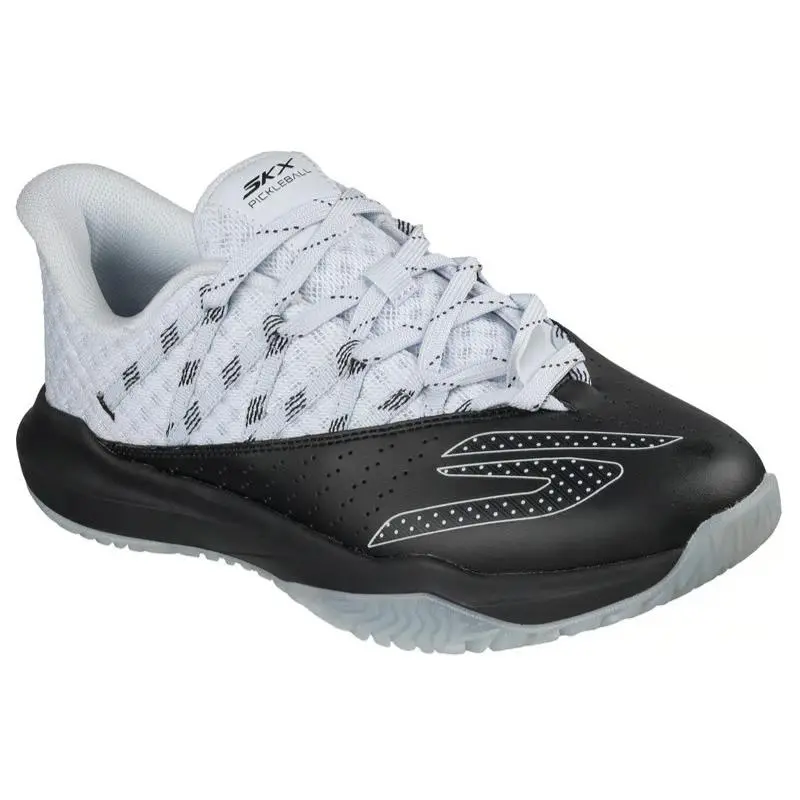 Womens Skechers Relaxed Fit Viper Court Rally Black Light Gray Mesh Shoes