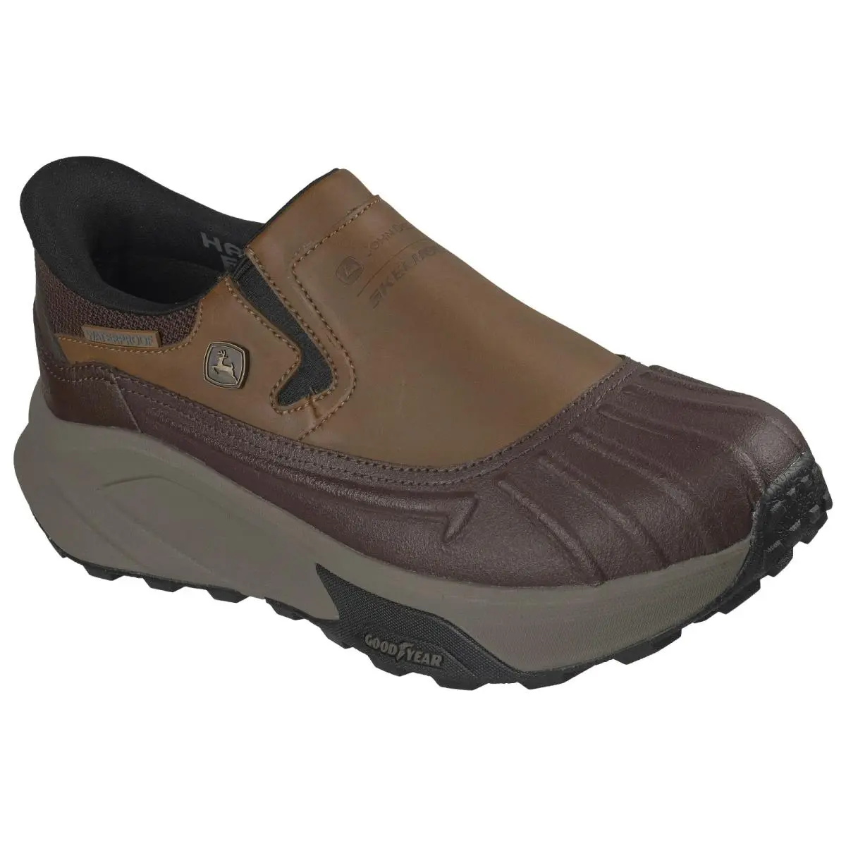 John Deere  Shoes Men Slip Ins Duck Boot Comfort Waterproof Brown 256200 by Skechers