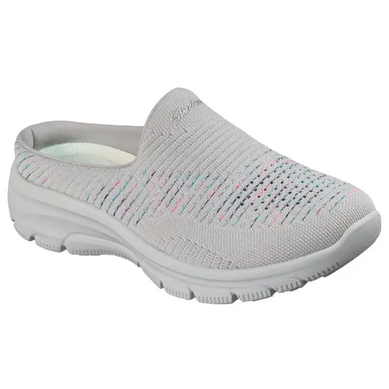 Womens Skechers Relaxed Fit Easy Going Clear Days Light Gray Mult Knit Shoes
