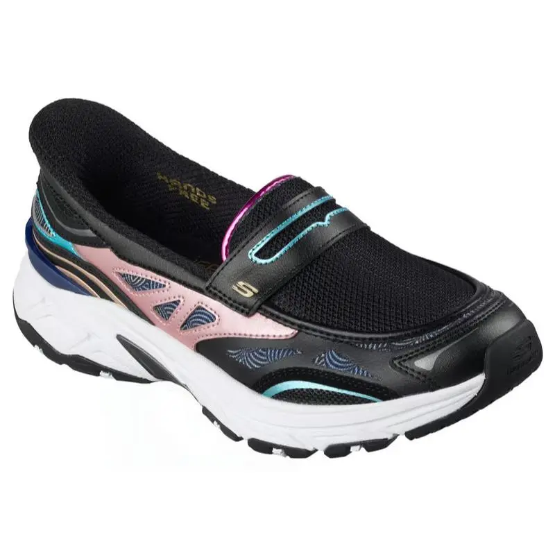 Womens Skechers Slip Ins Stamina Sport Chrome Muse Black Multi Mesh Shoes