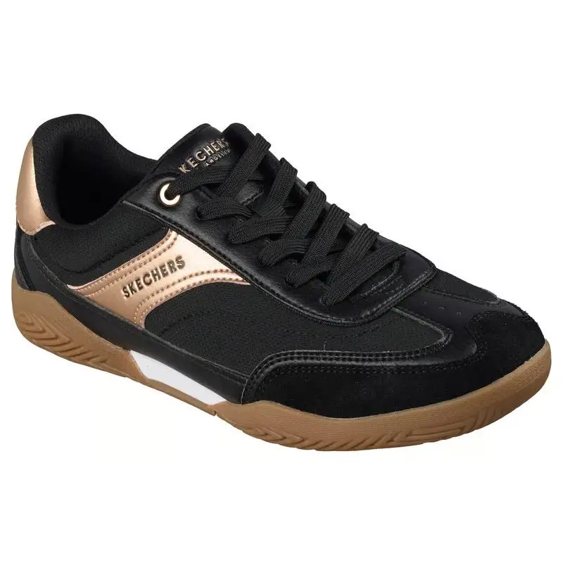 Womens Skechers Zinger Evo World Striker Black Rose Gold Mesh Shoes