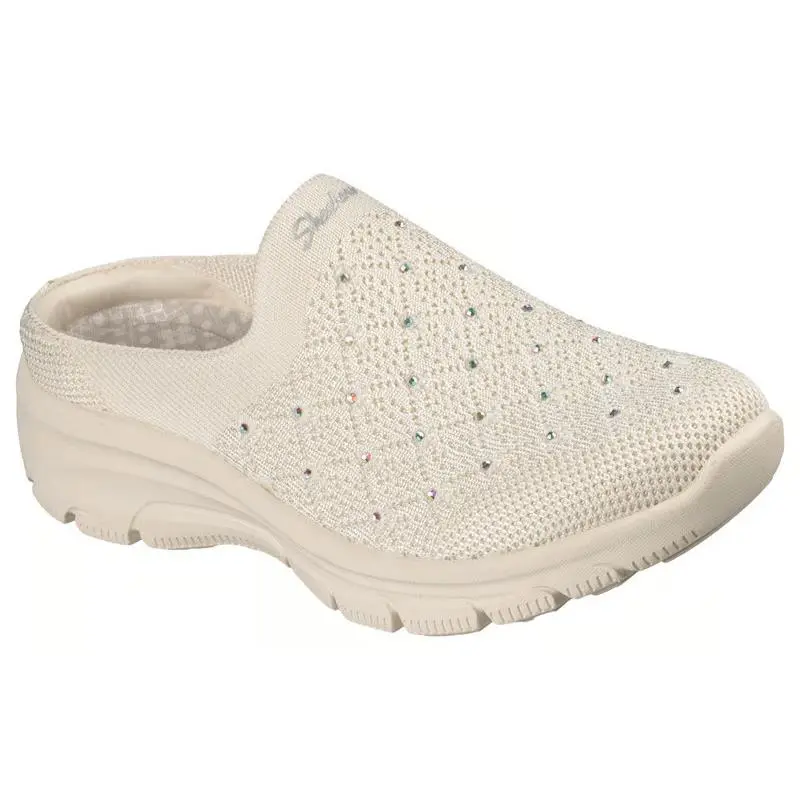 Womens Skechers Relaxed Fit Easy Going Glowing Skies Off White Knit Shoes