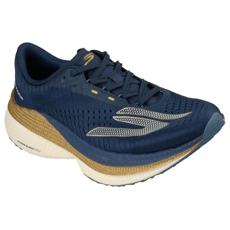 Womens Skechers Aero Razor Navy Gold Mesh Shoes