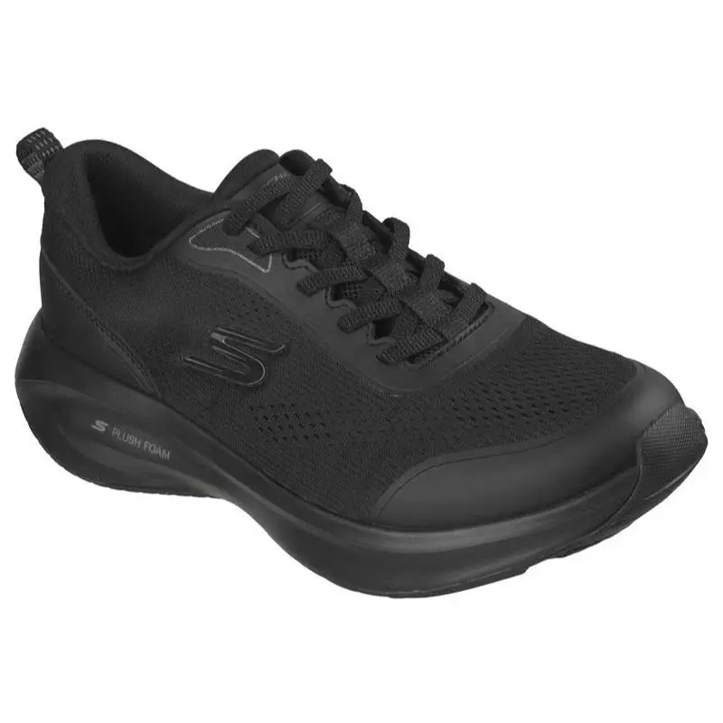 Womens Skechers Waterproof Plush Foam Morning Dew Black Mesh Shoes
