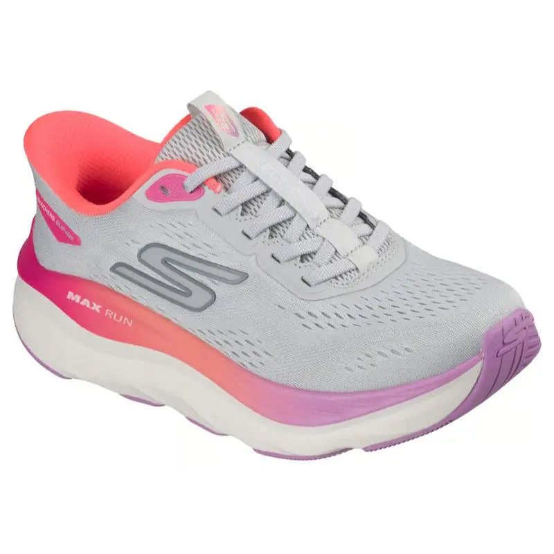 Womens Skechers Slip Ins Max Run Gray Multi Mesh Shoes