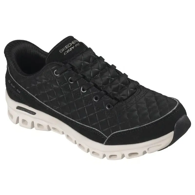 Womens Skechers Slip Ins Glide Step Elevate Cozy Fit Soft Black Suede Shoes