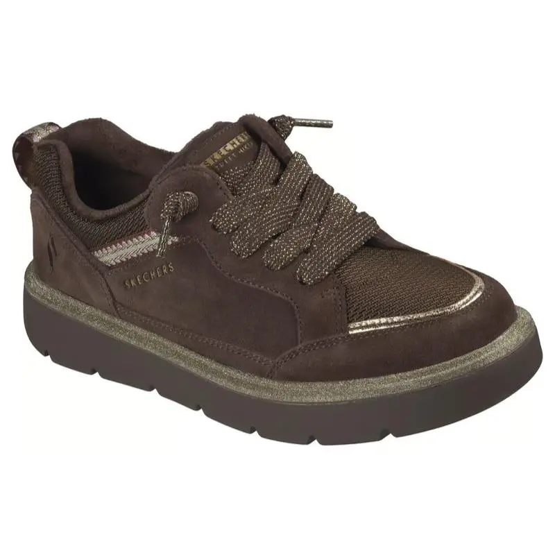 Womens  Keepsakes Cozy Street Hiker Glimmer Chocolate Suede Shoes Medium by Skechers