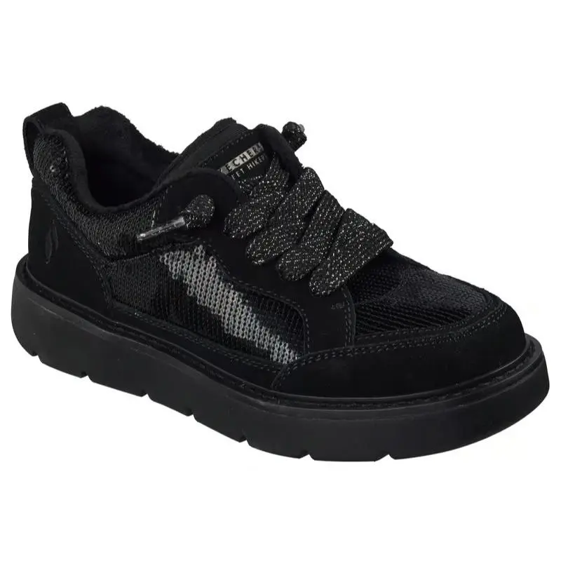 Womens Skechers Keepsakes Cozy Street Hiker Glam Black Suede Shoes