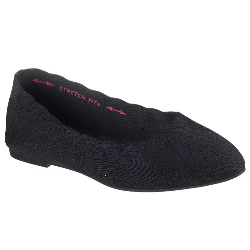 Womens Skechers Cleo Bewitch Black Knit Shoes