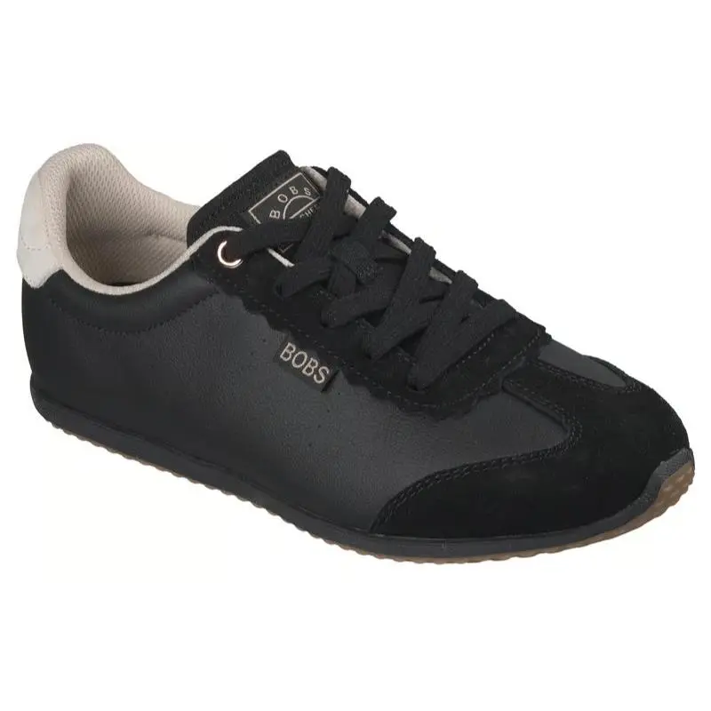 Womens Skechers Bobs Beso Trendy Trek Black Suede Shoes