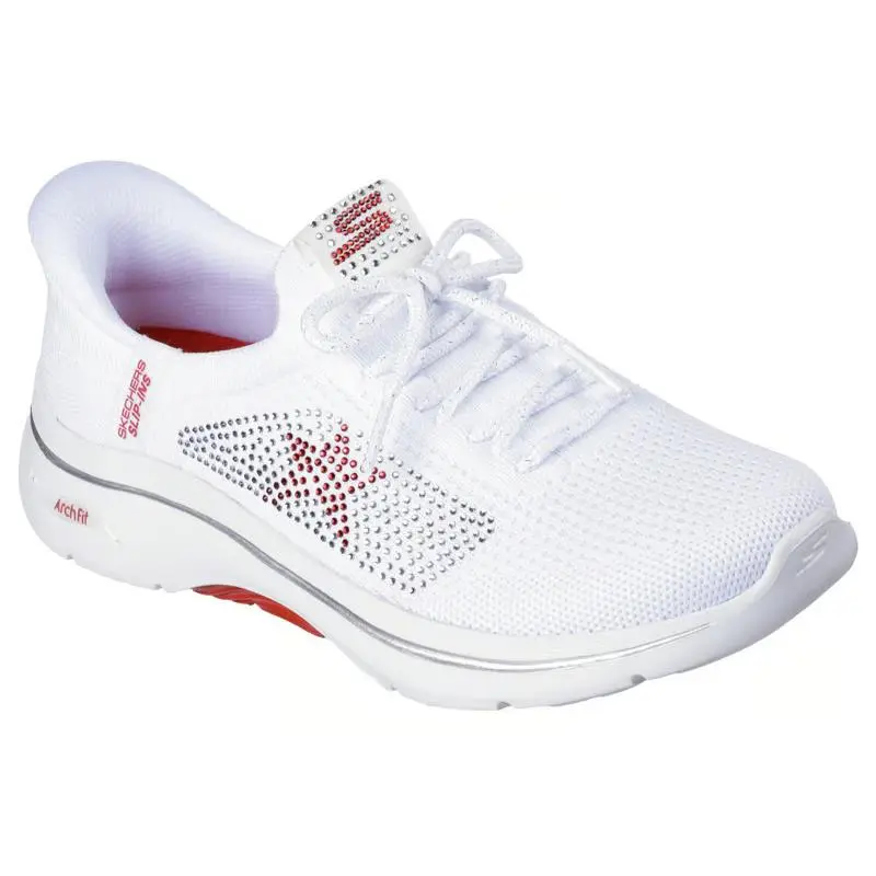 Womens  Slip Ins GO Walk Arch Fit 2.0 July White Red Silver Knit by Skechers