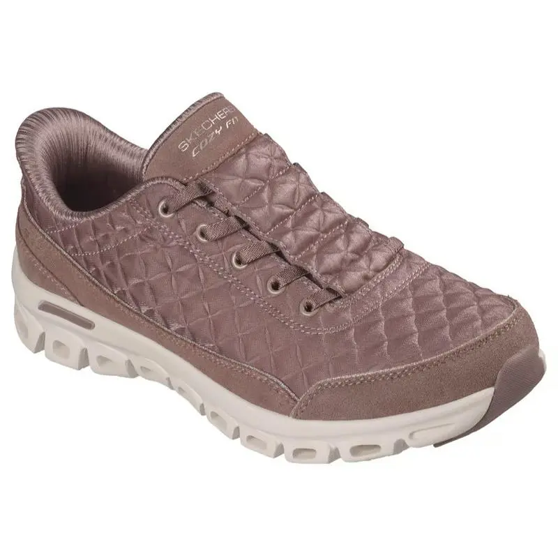 Womens Skechers Slip Ins Glide Step Elevate Cozy Fit Soft Dark Taupe Suede