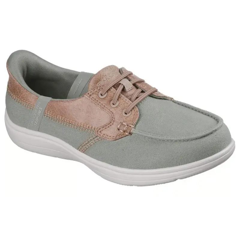 Womens Skechers Slip Ins ON The GO Flex Radiant Sandy Olive Canvas Shoes