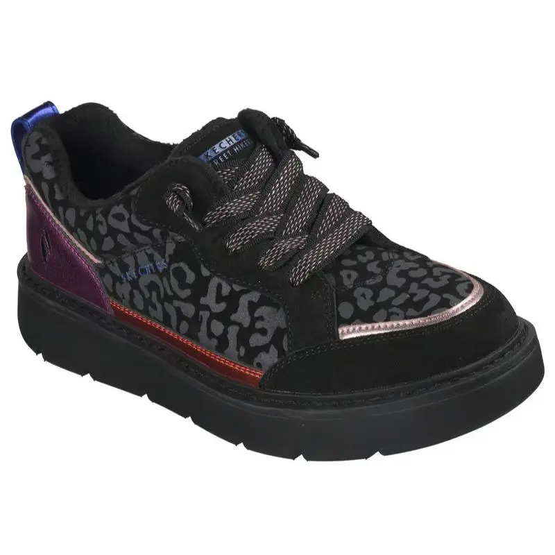 Womens Skechers Keepsakes Cozy Street Hiker Exotic Black Multi Suede Shoes