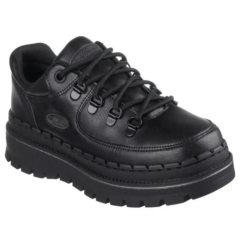 Womens  Work Relaxed Fit Jammers SR Zesi Black Leather Shoes Medium by Skechers
