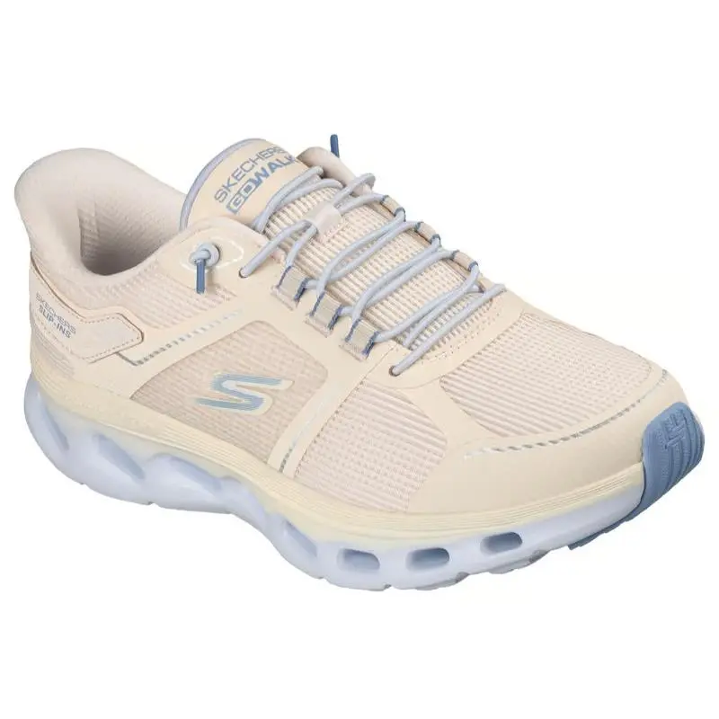 Womens Skechers Slip Ins GO Walk Glide Step 2.0 Elektra Natural Blue Mesh