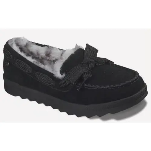 Womens Skechers Bobs Cozy Chill Sleepy Spirits Black Suede Shoes