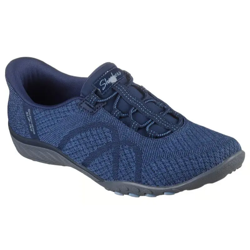 Womens Skechers Slip Ins Breathe Easy Knitty Waves Navy Knit Shoes