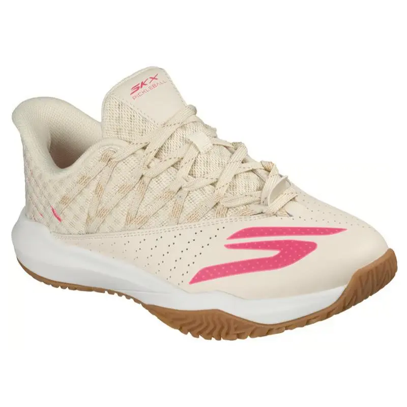 Womens Skechers Relaxed Fit Viper Court Rally Natural Burgundy Mesh Shoes
