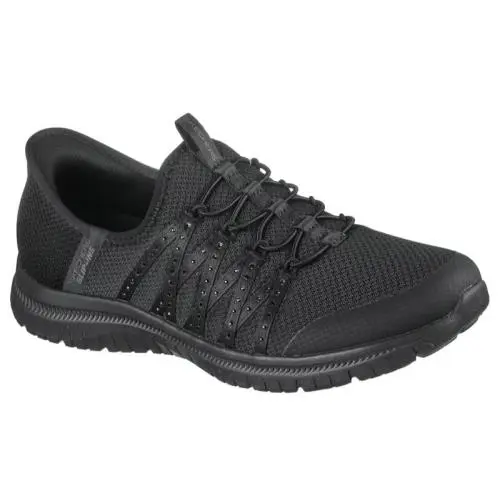Womens Skechers Slip Ins Virtue Stunner Black Mesh Shoes