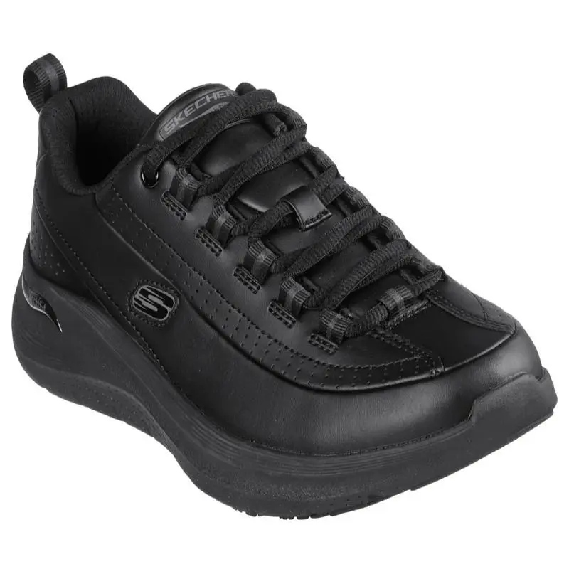 Womens Skechers Work Arch Fit 2.0 Slip Resistant Black Leather Shoes