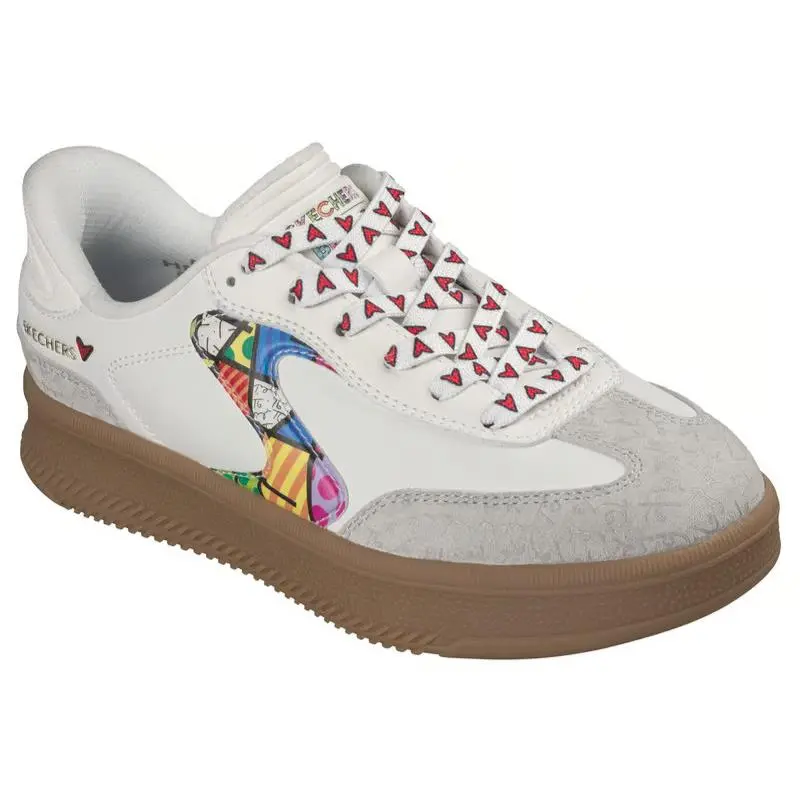 Womens  Slip Ins Britto Hotshot HI Britto White Multi Leather Shoes Medium by Skechers