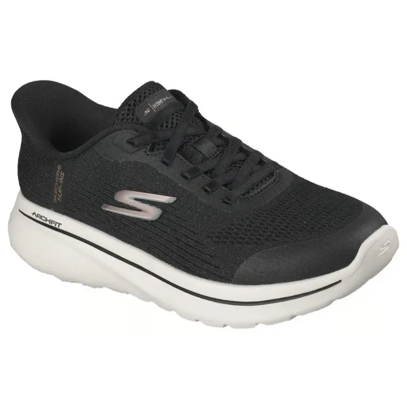 Womens  Slip Ins Relaxed Fit GO Walk Arch Fit N-joy Black White Knit Medium by Skechers
