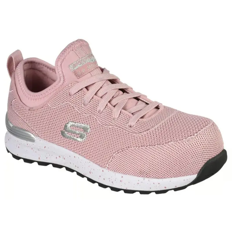 Womens Skechers Work Bulklin Balran Comp Toe Pink Mesh Shoes