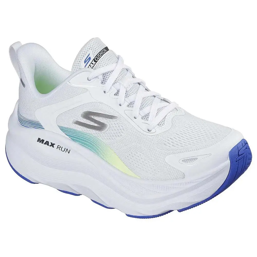Skechers Shoes Women White Runing Mesh Max Cushion Lace up Slip Ins Sport 129202