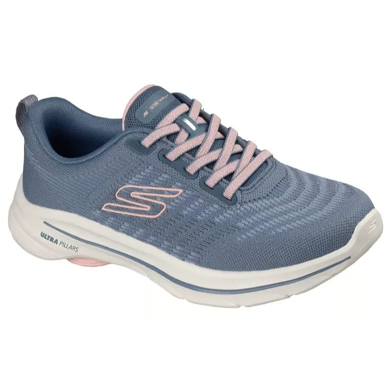 Womens Skechers GO Walk 8 Britt Blue Pink Knit Shoes