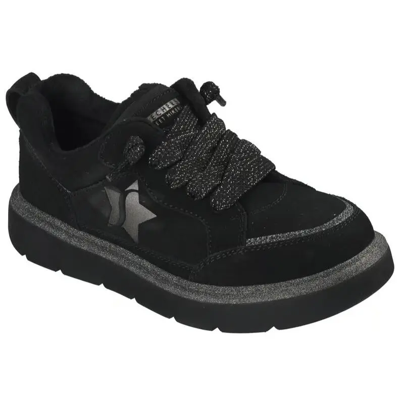 Womens Skechers Keepsakes Cozy Street Hiker Star Black Suede Shoes