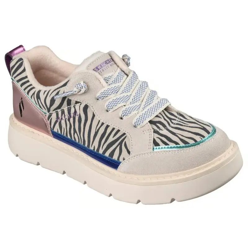Womens  Keepsakes Cozy Street Hiker Exotic White Multi Suede Shoes Medium by Skechers