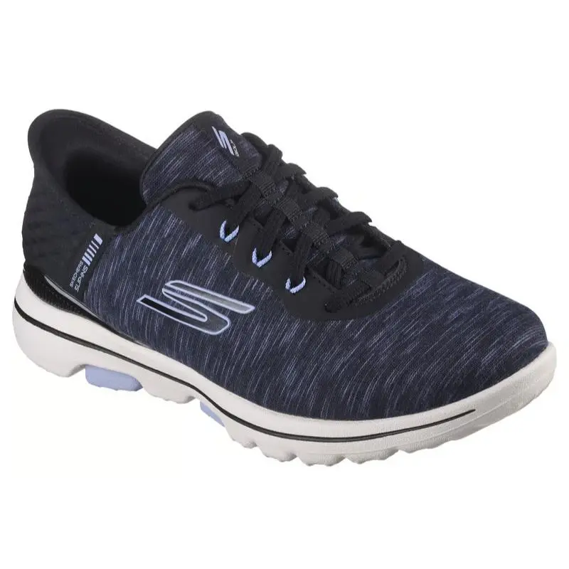 Womens Skechers Slip Ins GO Golf Walk 5 Slip Ins Black Lavender Mesh Shoes