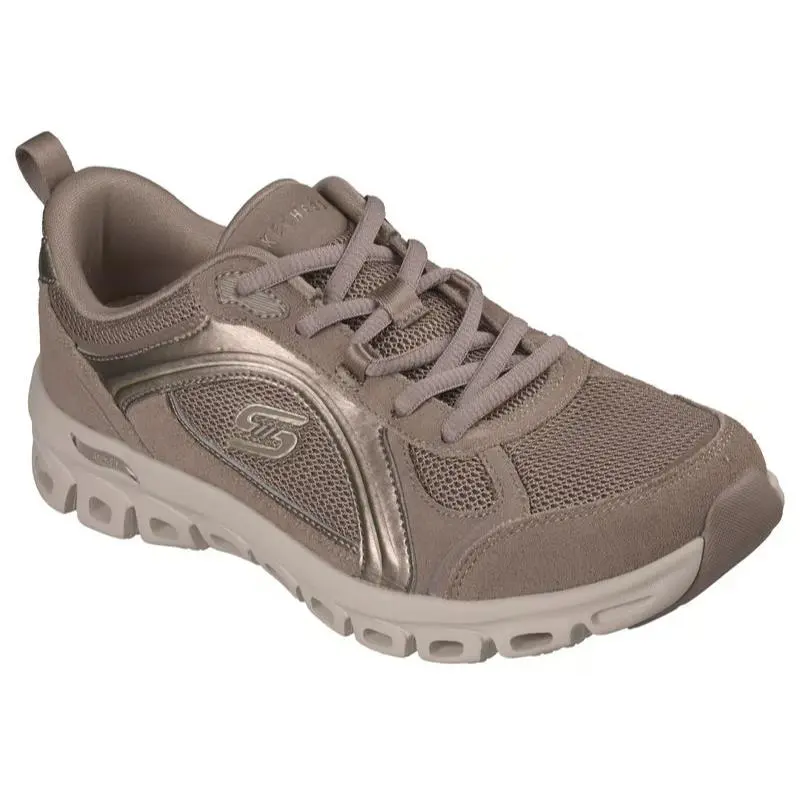 Womens  Arch Fit Glide Step Elevate Faun Dark Taupe Mesh Shoes Medium by Skechers