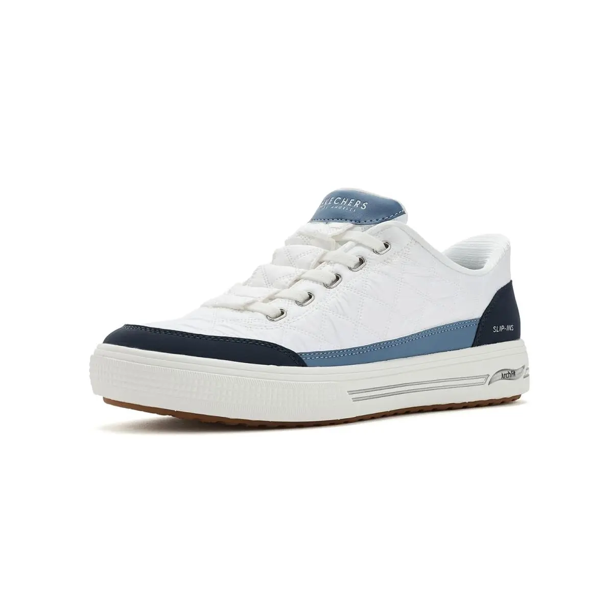 Woman`s Shoes  Arch Fit Arcade-cuddle Steps Hands Free Slip-ins White/Navy by Skechers