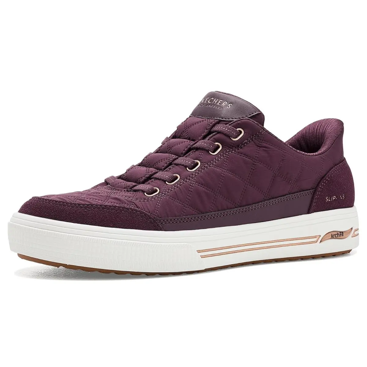 Woman`s Shoes  Arch Fit Arcade-cuddle Steps Hands Free Slip-ins Wine by Skechers