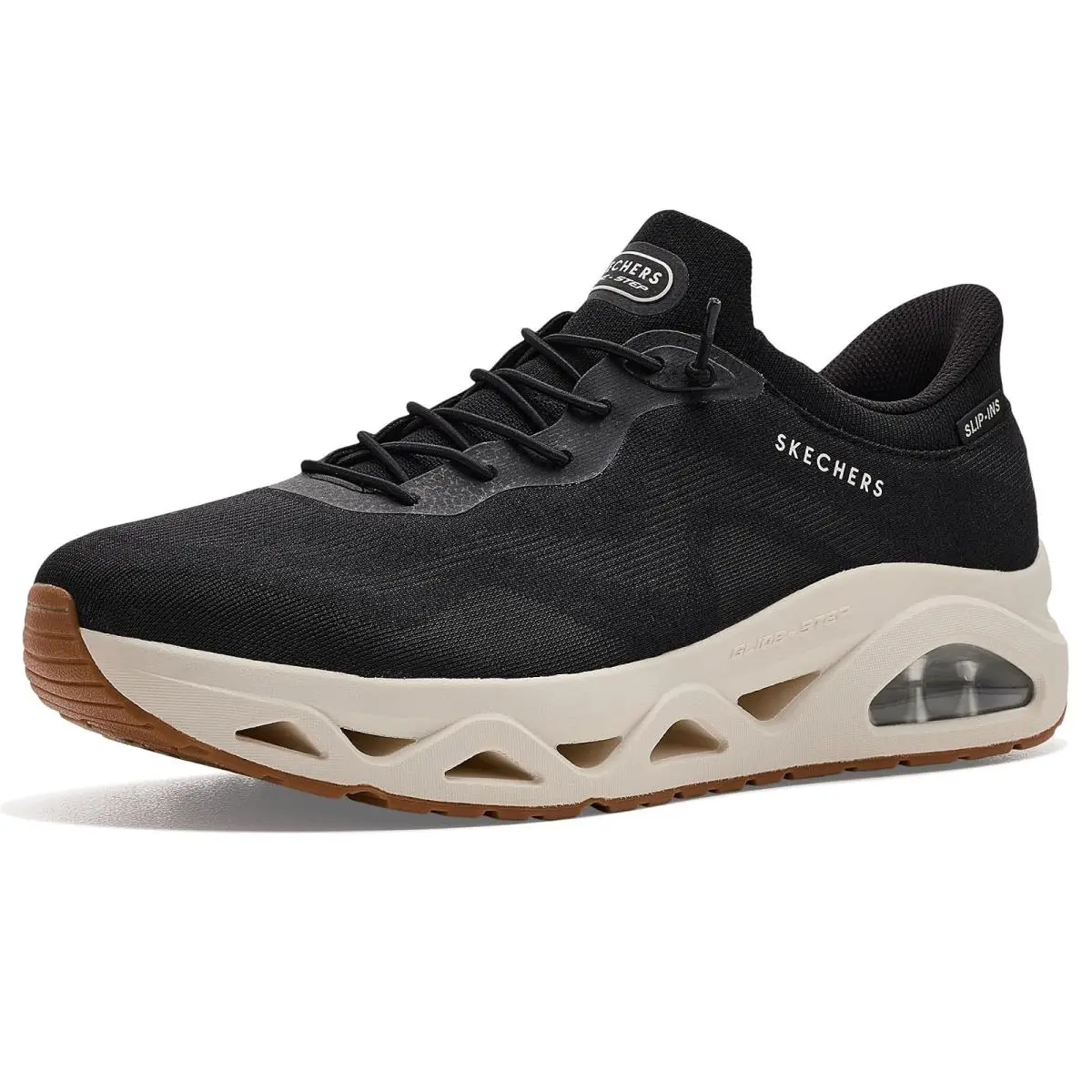 Man`s Shoes  Uno Glide-step - Air Gliders Hands Free Slip-ins True Black by Skechers