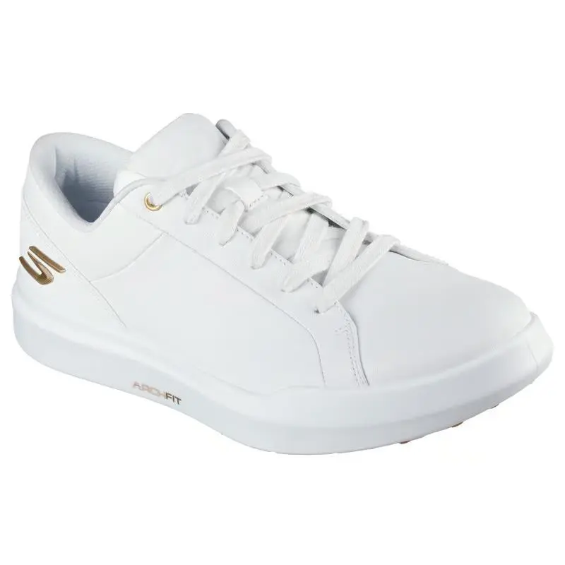 Womens Skechers Waterproof Relaxed Fit GO Golf Drive 6 White Gold Leather