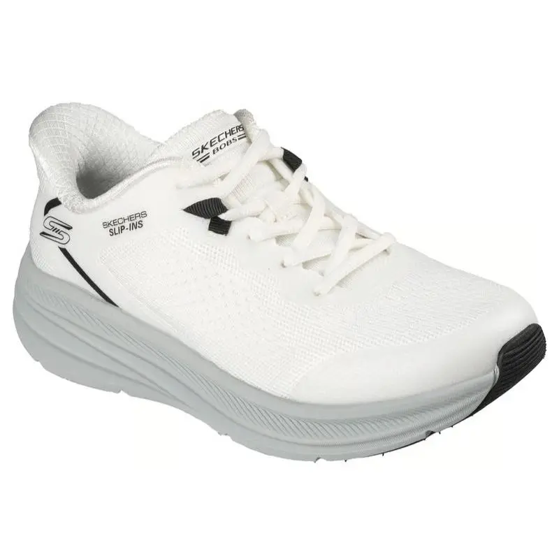 Womens Skechers Slip Ins Bobs Skillz Too Essential White Gray Knit Shoes