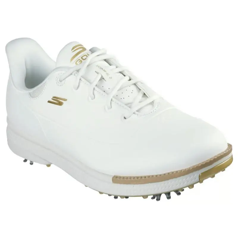 Womens Skechers Waterproof GO Golf Jasmine 2 White Gold Smooth Shoes