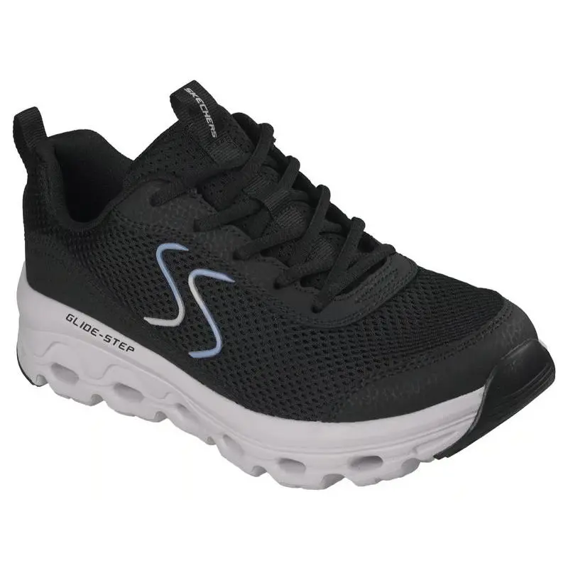 Womens Skechers Glide Step Sole Pollard Mills Black Blue Mesh Shoes