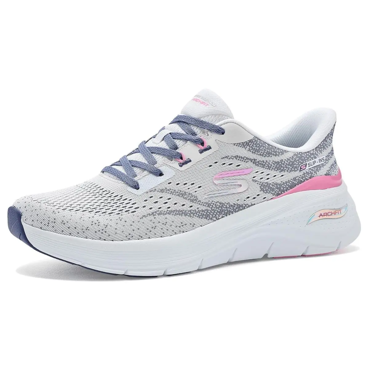 Woman`s Sneakers Athletic Shoes  Arch Fit 3.0 Hands Free Slip-ins White Multi by Skechers